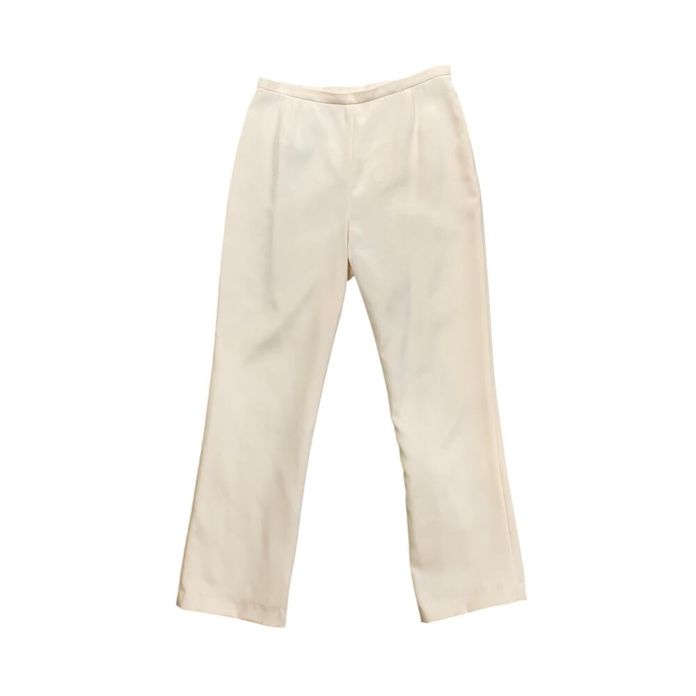 Lafayette 148 New York Pants Women 6 Ivory Silk Blend Side Zip Straight *READ
